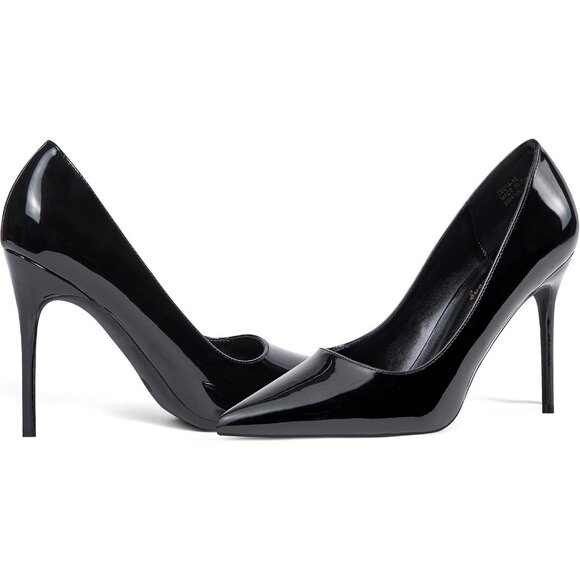 Women's Black Pointed Toe Slip on Party Wedding Pumps Basic Shoes High Heels - Picture 2 of 9